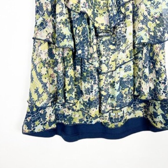 Eyeshadow Ruffled Tiered Floral Print Camisole Tank Top. Blue/Green. Size M - Picture 3 of 11